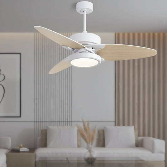 Light Pro 52 In. LED Indoor White Smart Ceiling Fan With Remote Control - Tech Tready