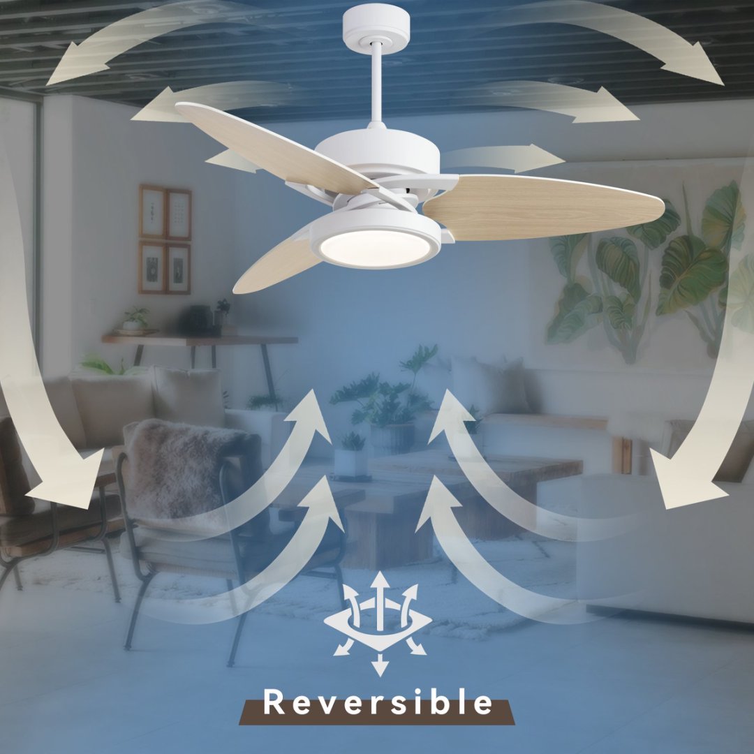 Light Pro 52 In. LED Indoor White Smart Ceiling Fan With Remote Control - Tech Tready