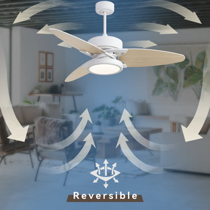 Light Pro 52 In. LED Indoor White Smart Ceiling Fan With Remote Control - Tech Tready