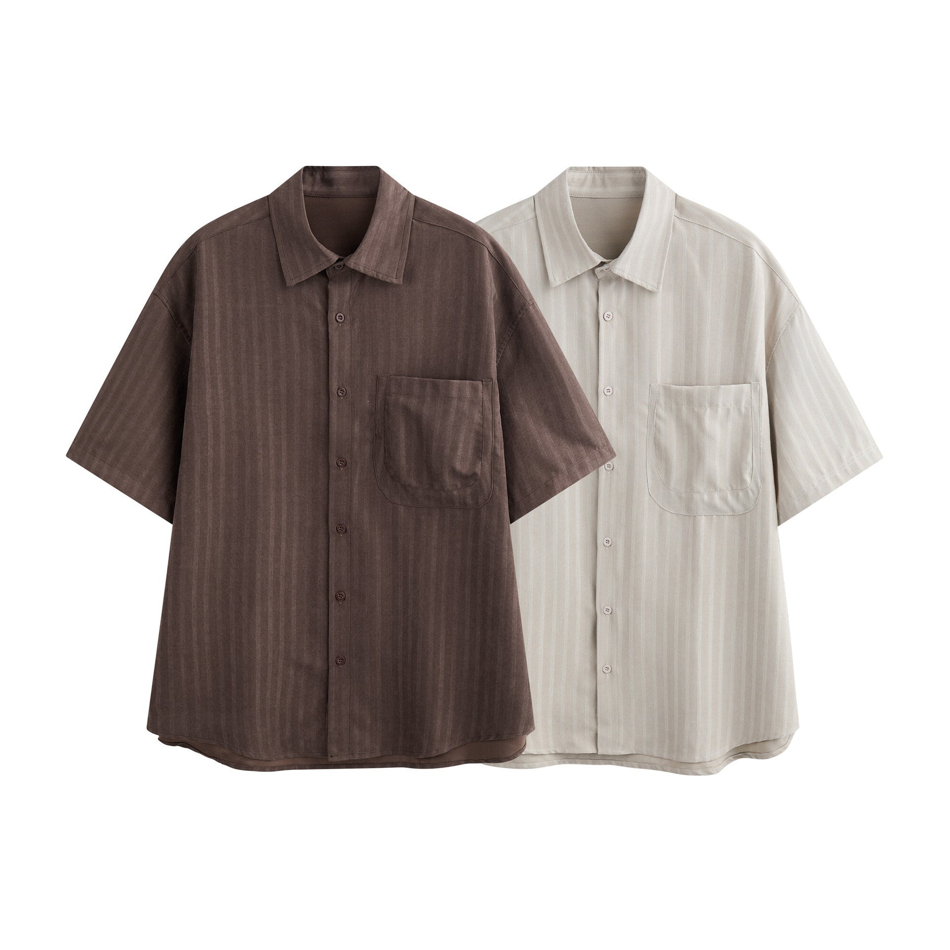 Loose casual striped short sleeved shirt for men - FashionTech