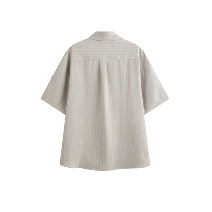 Loose casual striped short sleeved shirt for men - FashionTech