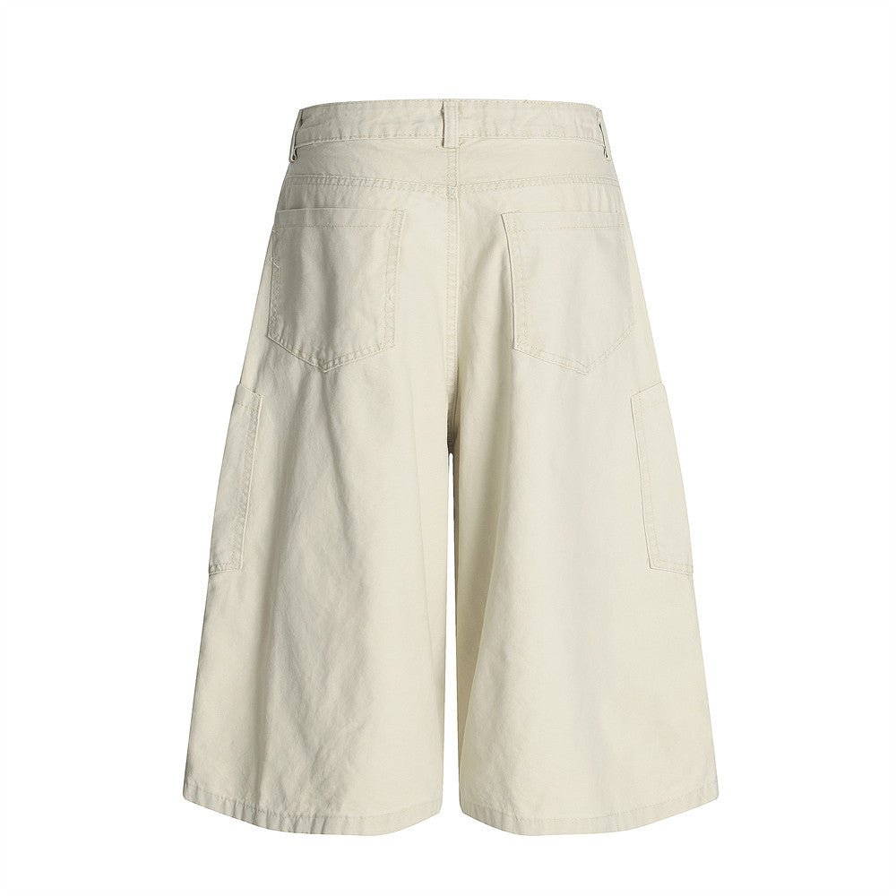 Loose Multi - Pocket Cargo Shorts jorts Men's Knee - Length Pants Design Pleated Baggy Jeans - FashionTech