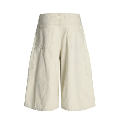 Loose Multi - Pocket Cargo Shorts jorts Men's Knee - Length Pants Design Pleated Baggy Jeans - FashionTech