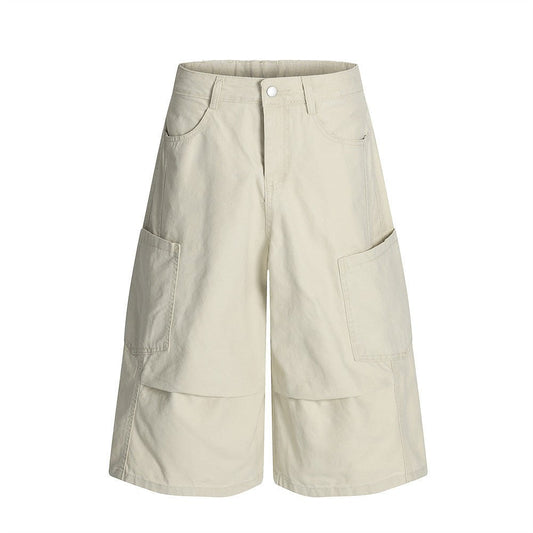 Loose Multi - Pocket Cargo Shorts jorts Men's Knee - Length Pants Design Pleated Baggy Jeans - FashionTech