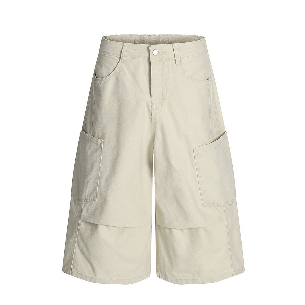 Loose Multi - Pocket Cargo Shorts jorts Men's Knee - Length Pants Design Pleated Baggy Jeans - FashionTech