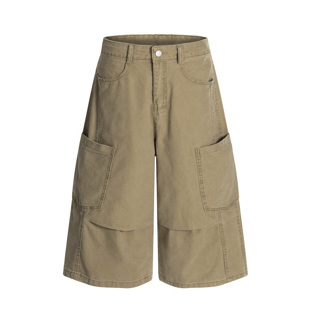 Loose Multi - Pocket Cargo Shorts jorts Men's Knee - Length Pants Design Pleated Baggy Jeans - FashionTech