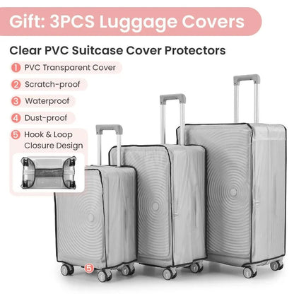Luggage Sets 3 Piece 20 24 28 Expandable Carry On Luggage with TSA Lock Airline Approved 100% PC Hard Shell and Lightweight Sui - FashionTech