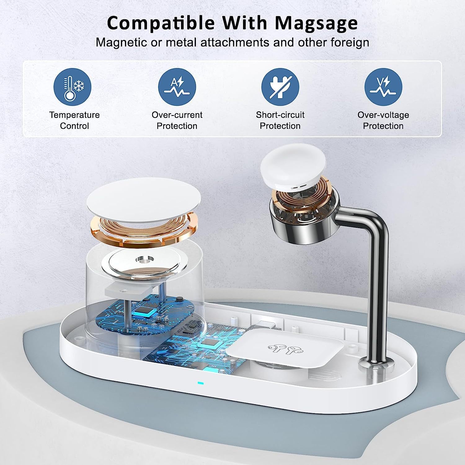 MagSafe magnetic suction three - in - one suitable for Apple mobile phone 15w wireless charging - FashionTech