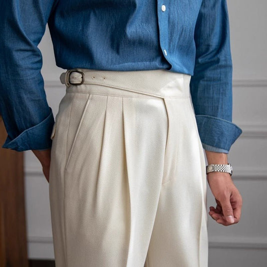 Men's High Waist Straight Casual Pants - FashionTech