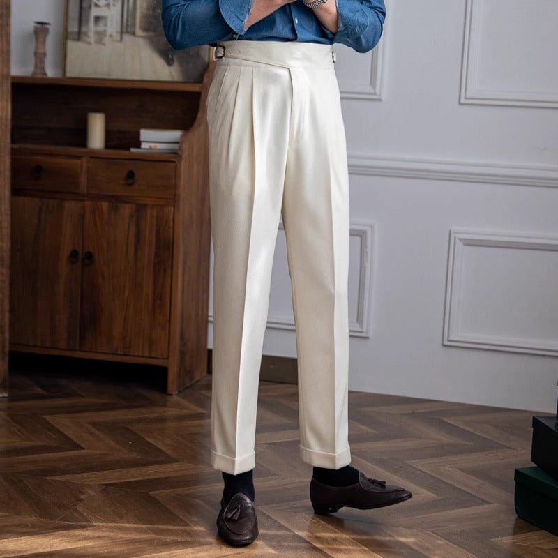 Men's High Waist Straight Casual Pants - FashionTech