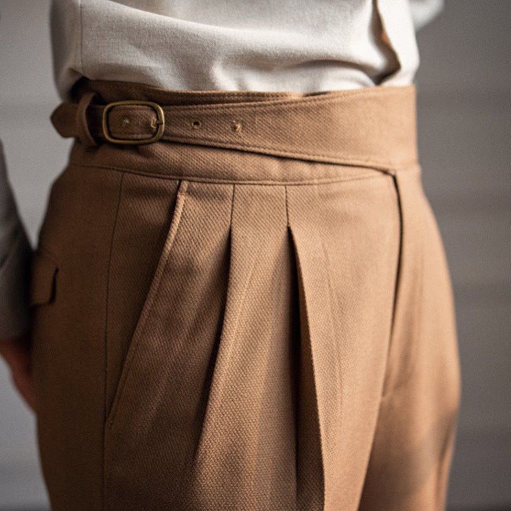 Men's High Waist Straight Casual Pants - FashionTech