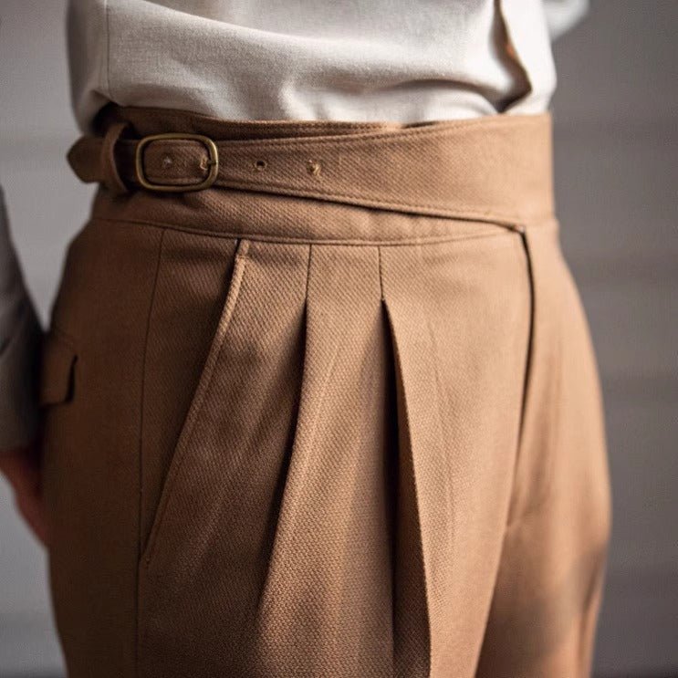 Men's High Waist Straight Casual Pants - FashionTech