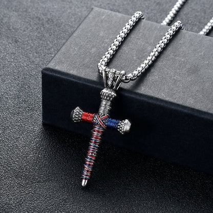Men's Statement Nail Cross Pendant Necklace - FashionTech