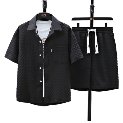 Men's summer suit short sleeved T-shirt shorts sports suit loose casual suit handsome outfit - FashionTech