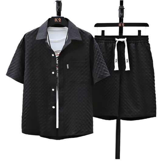 Men's summer suit short sleeved T-shirt shorts sports suit loose casual suit handsome outfit - FashionTech