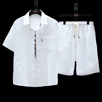 Men's summer suit short sleeved T-shirt shorts sports suit loose casual suit handsome outfit - FashionTech