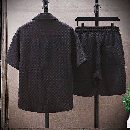 Men's summer suit short sleeved T-shirt shorts sports suit loose casual suit handsome outfit - FashionTech