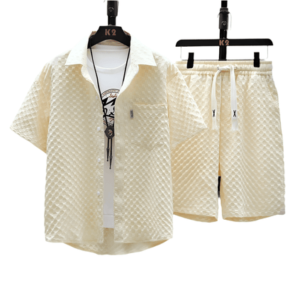 Men's summer suit short sleeved T-shirt shorts sports suit loose casual suit handsome outfit - FashionTech