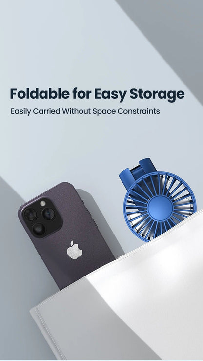 Mini Portable Fan USB Rechargeable Hand Held Fan,Small Pocket Fan 3 Speeds with Lanyard &Base,USB Desk Fan Foldable - FashionTech