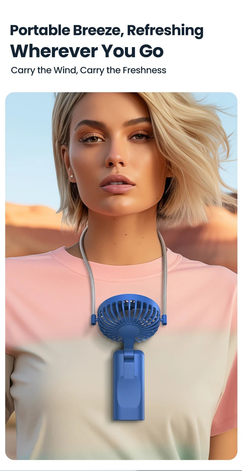 Mini Portable Fan USB Rechargeable Hand Held Fan,Small Pocket Fan 3 Speeds with Lanyard &Base,USB Desk Fan Foldable - FashionTech