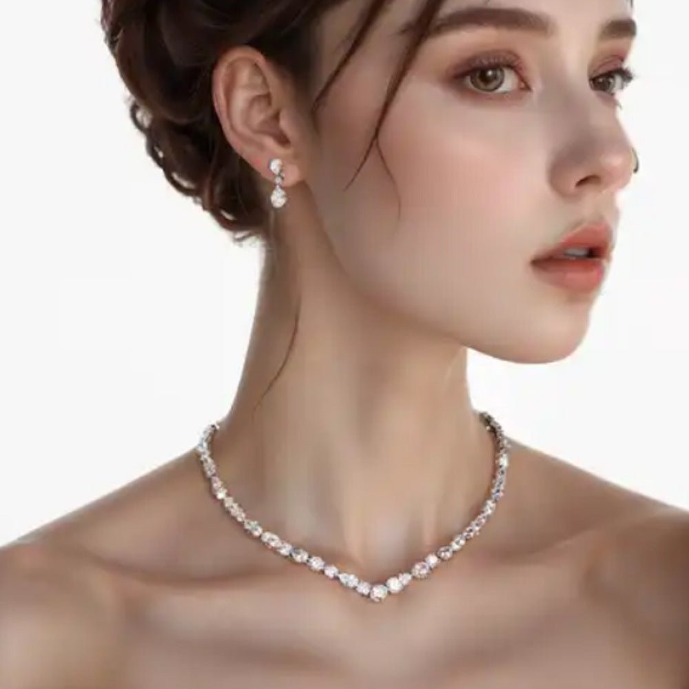 Necklace earring set bride's wedding jewelry set fashionable and versatile accessories - FashionTech
