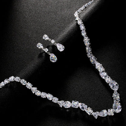 Necklace earring set bride's wedding jewelry set fashionable and versatile accessories - FashionTech
