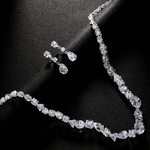 Necklace earring set bride's wedding jewelry set fashionable and versatile accessories - FashionTech