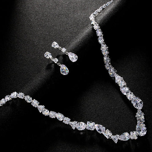 Necklace earring set bride's wedding jewelry set fashionable and versatile accessories - FashionTech