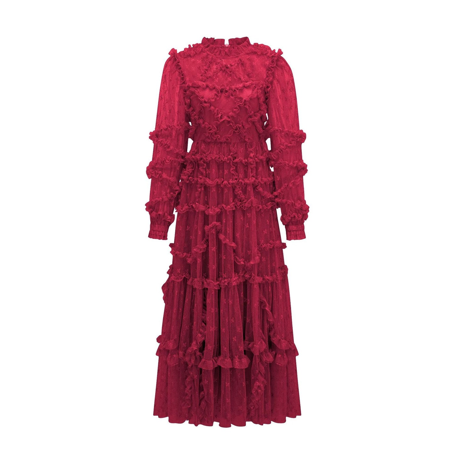 Netted Embroidered Lace Trim Dress Elegant Basic Fairy Dress Evening Banquet Formal Wear Women's Clothing - FashionTech