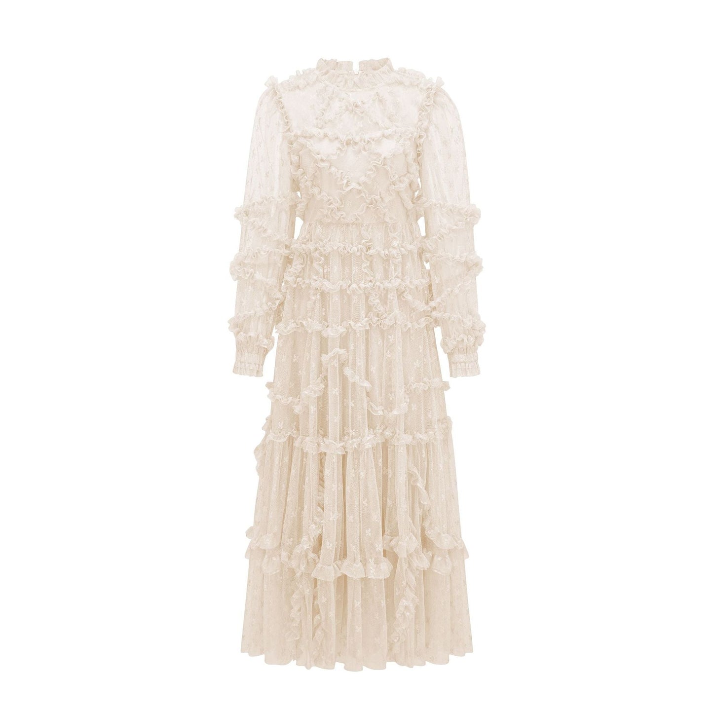 Netted Embroidered Lace Trim Dress Elegant Basic Fairy Dress Evening Banquet Formal Wear Women's Clothing - FashionTech