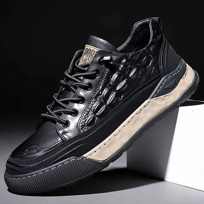 New Male Shoes Lace Up Real Leather Sports Sneakers Fashion Genuine Leather Shoe Men Leisure Shoes Man Casual Sport Shoes A002 - Tech Tready