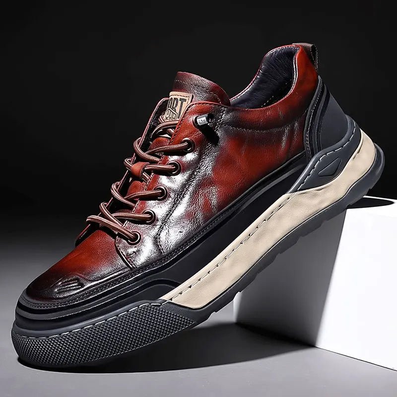 New Male Shoes Lace Up Real Leather Sports Sneakers Fashion Genuine Leather Shoe Men Leisure Shoes Man Casual Sport Shoes A002 - Tech Tready