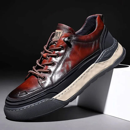 New Male Shoes Lace Up Real Leather Sports Sneakers Fashion Genuine Leather Shoe Men Leisure Shoes Man Casual Sport Shoes A002 - Tech Tready