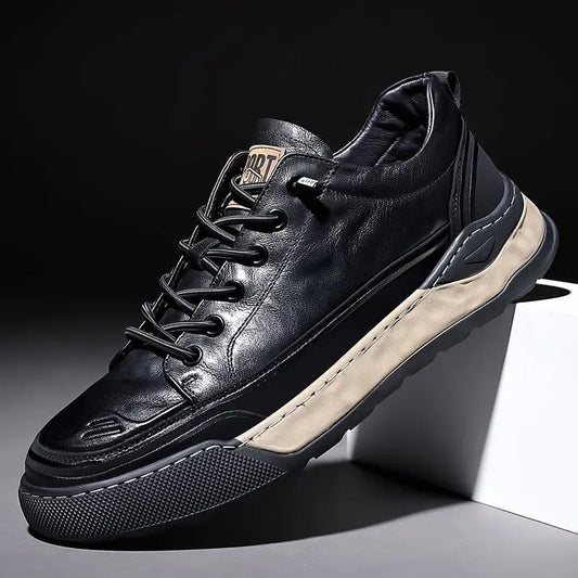 New Male Shoes Lace Up Real Leather Sports Sneakers Fashion Genuine Leather Shoe Men Leisure Shoes Man Casual Sport Shoes A002 - Tech Tready