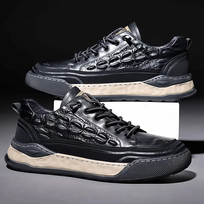 New Male Shoes Lace Up Real Leather Sports Sneakers Fashion Genuine Leather Shoe Men Leisure Shoes Man Casual Sport Shoes A002 - Tech Tready