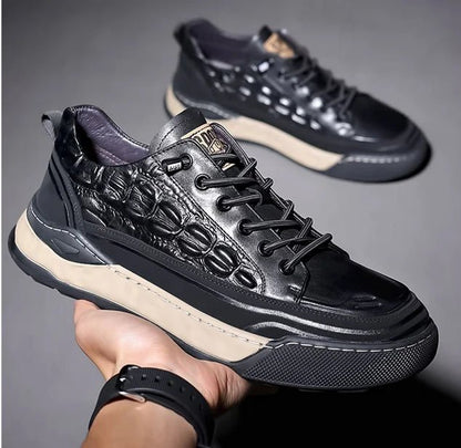 New Male Shoes Lace Up Real Leather Sports Sneakers Fashion Genuine Leather Shoe Men Leisure Shoes Man Casual Sport Shoes A002 - Tech Tready
