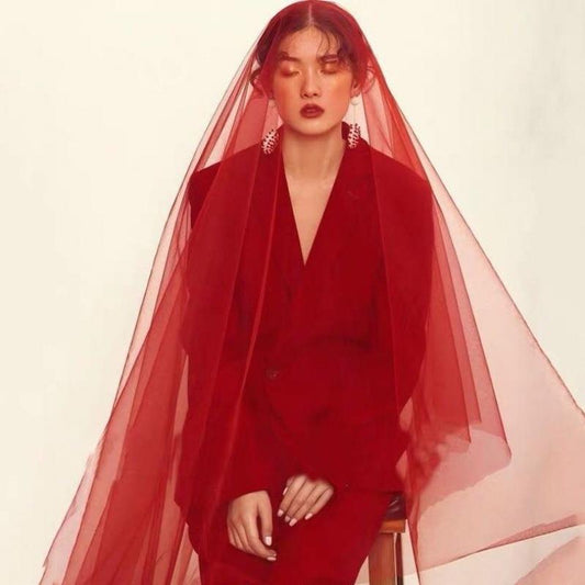 New Women's Red Face Cover Veil - Tech Tready