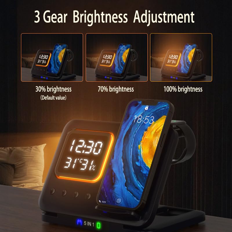 Phone Stand Tabletop 15w Fast Charging 5 in One Universal Wireless Charger Desk Charger for Iphone - Tech Tready