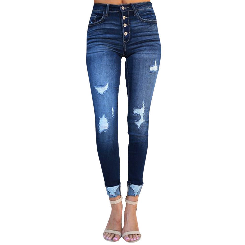 Pin buckle slim fit jeans - FashionTech