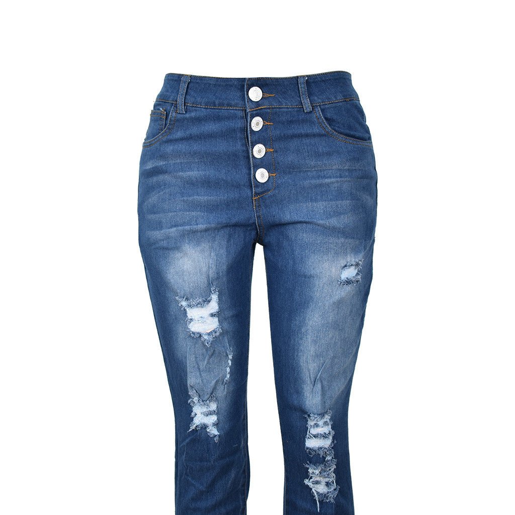 Pin buckle slim fit jeans - FashionTech