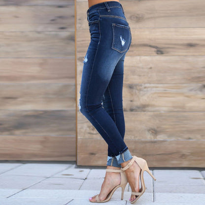 Pin buckle slim fit jeans - FashionTech