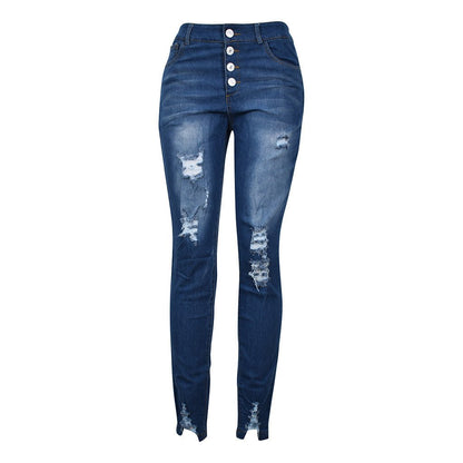 Pin buckle slim fit jeans - FashionTech