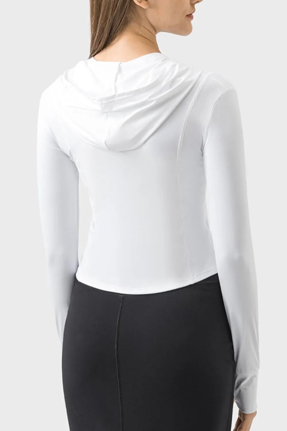Pocketed Zip Up Hooded Long Sleeve Active Outerwear - FashionTech