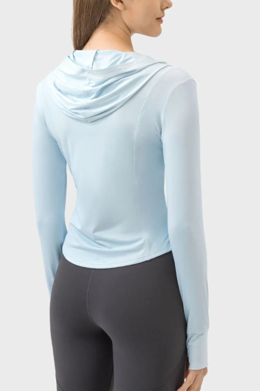 Pocketed Zip Up Hooded Long Sleeve Active Outerwear - FashionTech