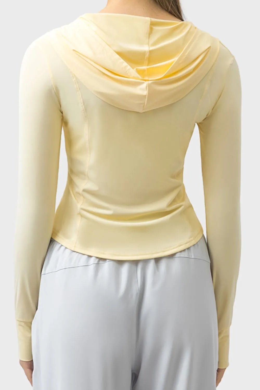 Pocketed Zip Up Hooded Long Sleeve Active Outerwear - FashionTech