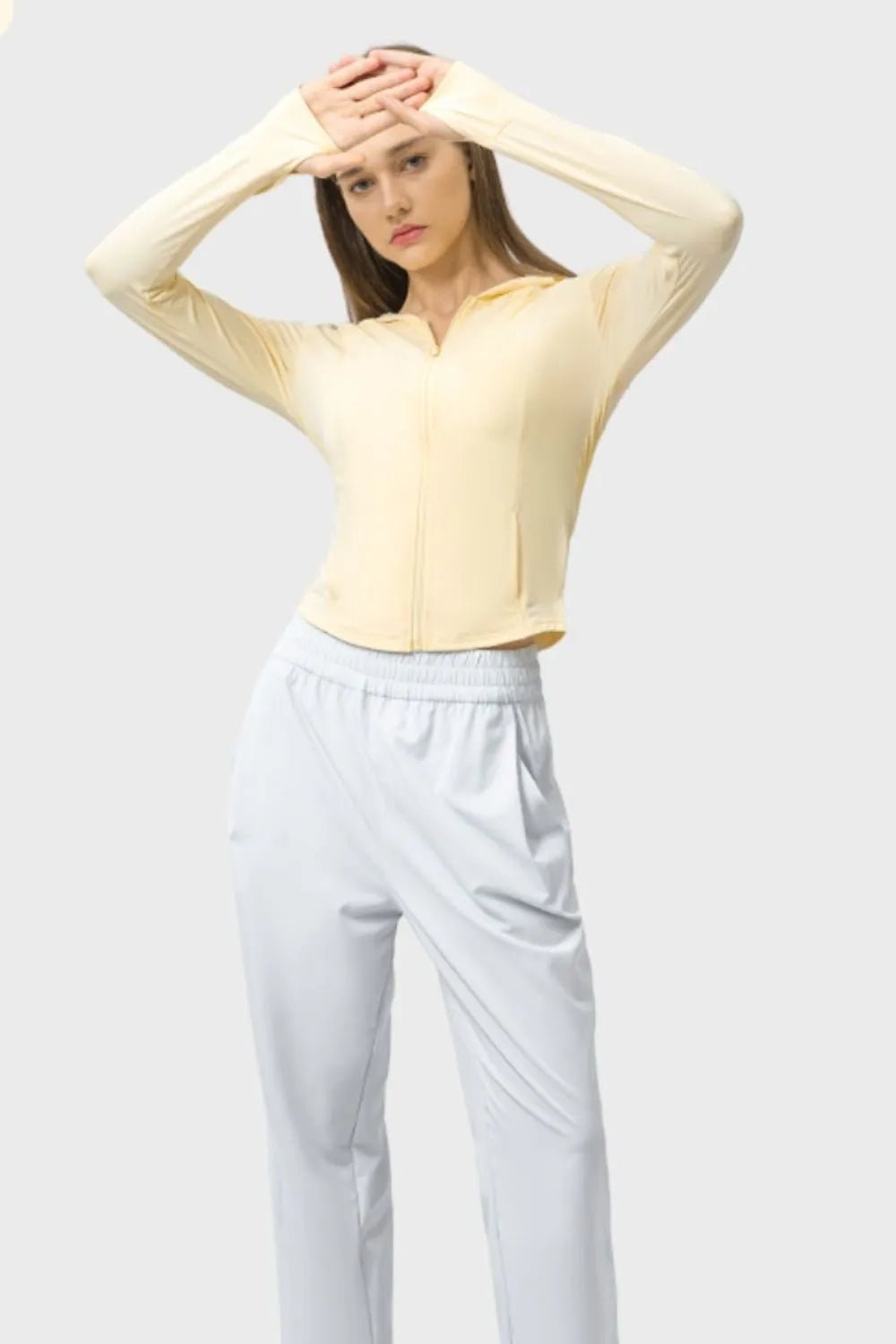 Pocketed Zip Up Hooded Long Sleeve Active Outerwear - FashionTech