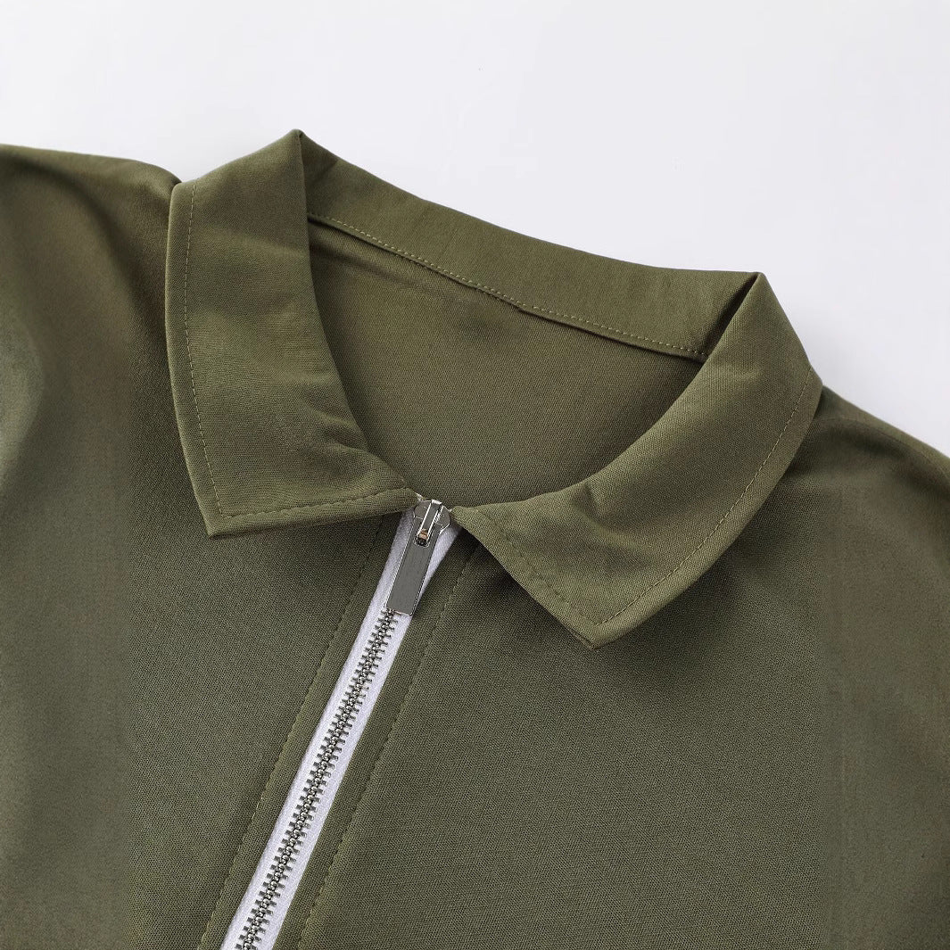 Polo shirt solid color short sleeved lapel T-shirt casual - FashionTech