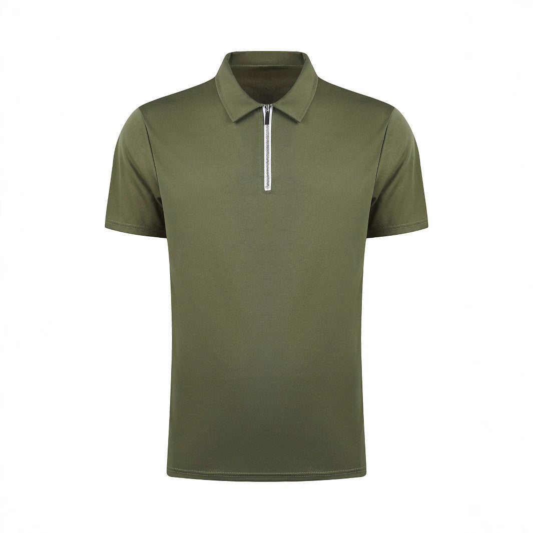 Polo shirt solid color short sleeved lapel T-shirt casual - FashionTech