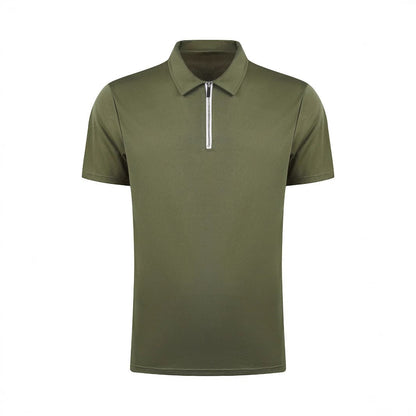 Polo shirt solid color short sleeved lapel T-shirt casual - FashionTech
