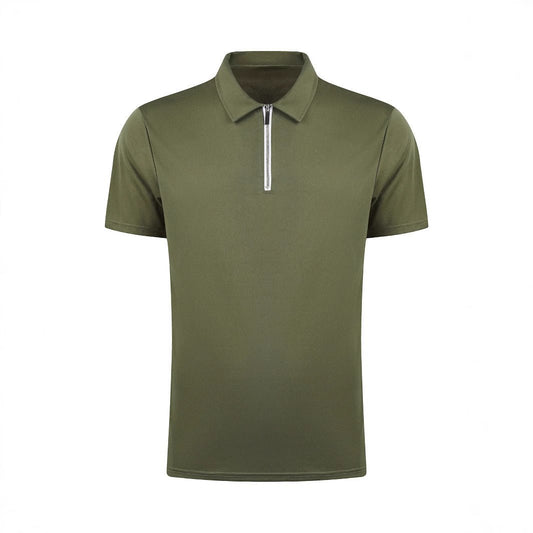 Polo shirt solid color short sleeved lapel T-shirt casual - FashionTech